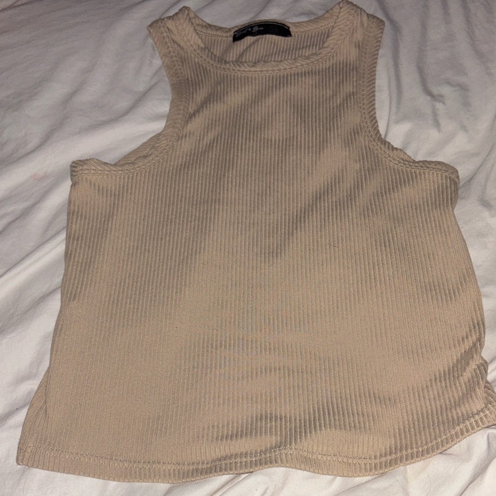 Brandy Melville Beige Ribbed Tank Top